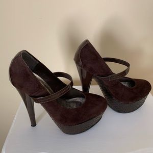 👠Anne Michelle Stiletto Brown Suede & Leather.👠